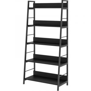 Homcom Étagère bibliothèque style industriel incliné 5 niveaux 70L x 35l x 150H cm noir