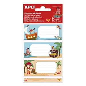 APLI 18440-9 Étiquettes scolaires adhésives Pirates - 36 x 81 mm