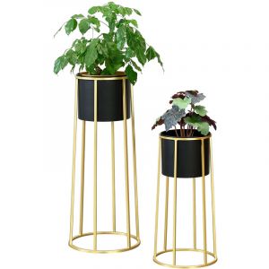 Set de 2 Supports de Plantes Macon Doré Noir