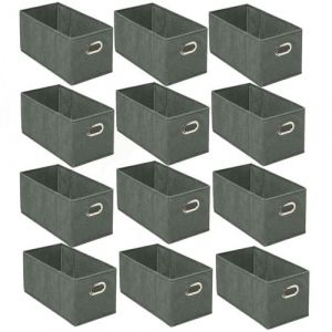 Lot de 12 Boites de rangement en tissu avec poignée - Largeur 15 Longueur 31 Hauteur 15 cm - Vert