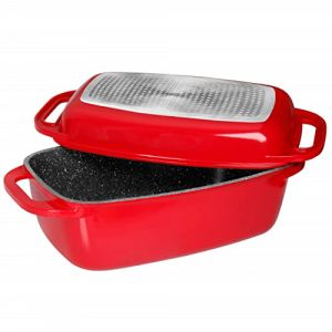 Stoneline Warimex XXL Moule À Soufflé avec Couvercle Fonte D'Aluminium Rouge Capable D'Induction 14101 14101