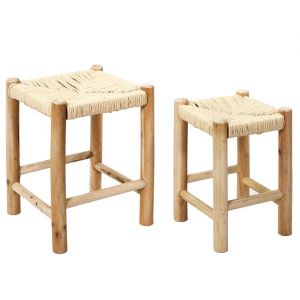 Lot de 2 Tabourets Gigognes "Hamram" 39cm Naturel Prix
