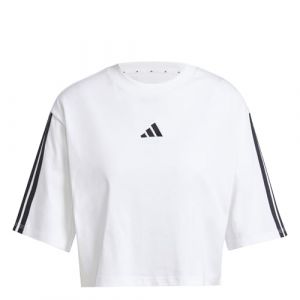 Adidas Femme Essentials 3-Stripes Cotton Loose T-Shirt, White/Black, M