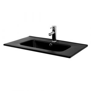 ML-Design Lavabo en Céramique Noir Mat 71x18x47 cm, Rectangulaire, Vasque à Poser Moderne,