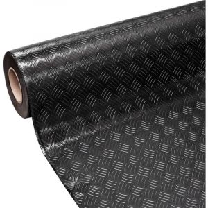 Tapis en Pvc Rev&ecirc;tement de Sol Effet T&ocirc;le Paillasson Antid&eacute;rapant Isolant Robuste Noir - 140x100 Cm