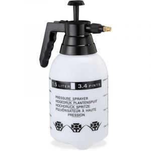 Relaxdays Pulvérisateur à pression, lot de 2, bouteille pulvérisation, pompe, buse laiton réglable 1,5 l, plante jardin, noir