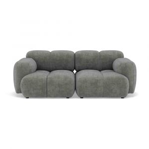 Canapé modulable 2 places en velours texturé gris