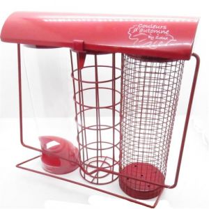 Mangeoire trio rouge 20 x 9 x hauteur 22 5 cm, pour oiseaux Animallparadise