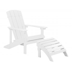 Beliani Fauteuil bas de jardin blanc avec repose-pied