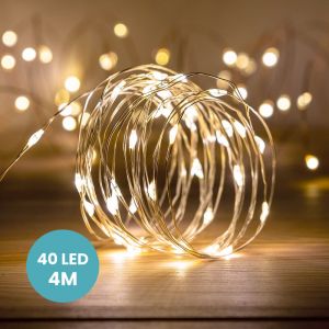SkyLantern Guirlande Micro LED 4M Argent 40 LEDs Blanc Chaud 10