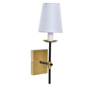 Wadiga Applique murale métal noir et doré et abat-jour blanc 12x15x43cm