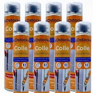 8 colles de montage polyuréthane pistolable - Colle polyuréthane non expansive - Pour le collage et montage de matériaux isolants, panneaux xps et