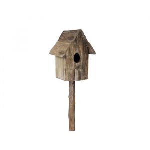 NICHOIR OISEAU BOIS SUR PIED 16X17X100CM NATURE Beige Ivoire Crème Écru Naturel Taupe