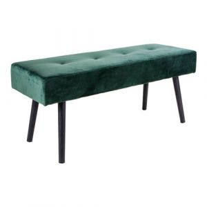 GEMINA - Banc 2 Places Velours Vert Foncé et Pieds Métal