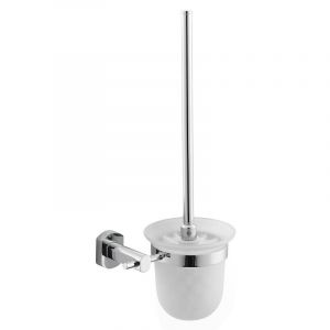 Optima Cube Way Brosse de toilette murale en verre et m&eacute;tal, Chrome (SPI37)