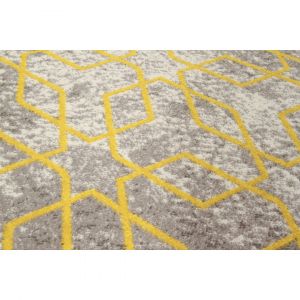 Deladeco Tapis scandinave graphique rectangle pour salon Exeter Jaune 160x230 - Jaune