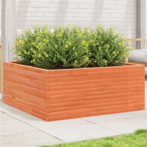 VidaXL Jardinière cire marron 110x110x46 cm bois de pin massif, jardinière d'extérieur, bac à fleurs, boîte à plantes, jardinière de terrasse