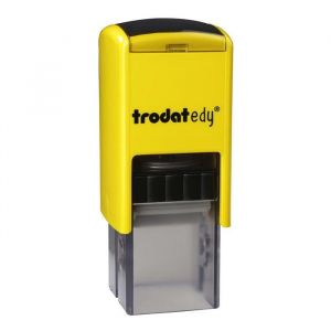 Trodat Edy FIX Tampon de motivation pour enseignants et éducateurs, kit de tampons de motivation - 1 motif abeille fluide allemand, boîtier jaune, empreinte noire, auto-encreur - 20 x 20 mm