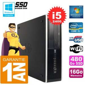 HP PC Compaq 8300 SFF Core I5-2400 Ram 16Go Disque 480Go SSD Graveur DVD Wifi W7