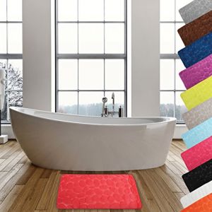 Image de MSV Tapis de bain Microfibre PEBBLE 50x80cm Rouge - Rouge