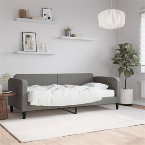 Image de VidaXL Lit de Jour avec Matelas, Canap&eacute;-lit, Lit d'Invit&eacute;, Meuble de Chambre &agrave; Coucher Salle de S&eacute;jour, Moderne, Gris Fonc&eacute; 80x200 cm Tissu