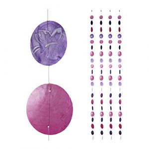 Relaxdays Guirlande de Nacre, Lot de 4, fenêtre, Balcon, Porte, Rideau de séparation, 180 cm, Papillon, Rose-Violet