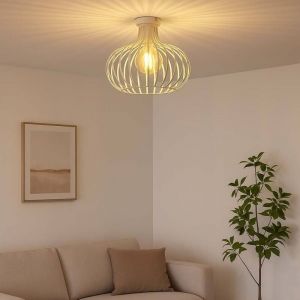 Globo Nowa - Plafonnier plafonnier lampe de salon E27 grille industrielle sable h 35 cm