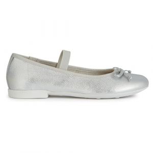Geox Jr Plie' D Ballet Flat, argent&eacute;, 28 EU
