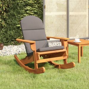 VidaXL Chaise à bascule Adirondack avec coussins bois massif d'acacia - Marron et gris