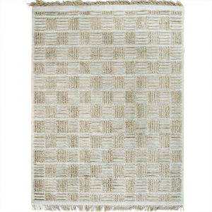 Tapis damier en jute naturel artisanal reliefs beige 160x230