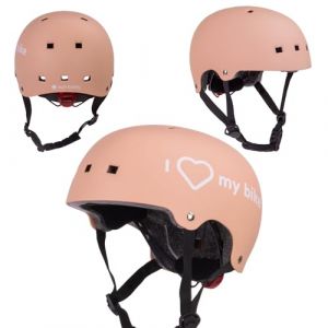 Sun Baby Casque de v&eacute;lo pour enfants Abricot taille S (50-54 cm) trous da&eacute;ration prot&egrave;ge-menton lumi&egrave;re LED