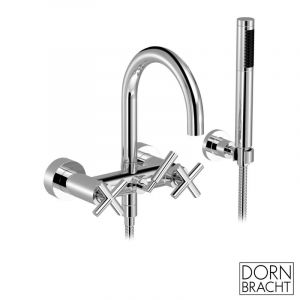 Dornbracht Tara mitigeur de bain pour montage mural avec ensemble de douche, saillie 240 mm, 25133892, Coloris: chrome - 25133892-00