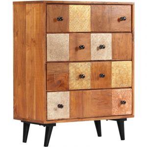 Buffet bahut armoire console meuble de rangement à tiroirs 75 cm bois d'acacia m if Bois