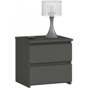 Table de chevet AKORD CL2 Gris Graphite 40 cm 2 tiroirs façade Gris Graphite 40x35x40 cm