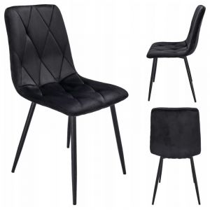 Chaise PIADO, recouverte de velours noir
