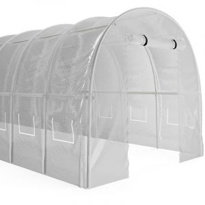 Vente-unique - Serre tunnel avec structure en acier 36 m&sup2; - L300 x l1200 x H200 cm - Blanc - ipomea