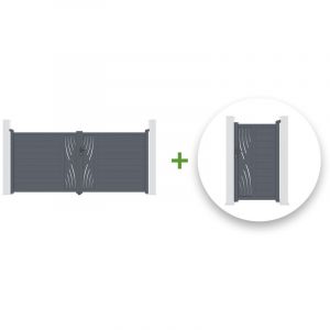 Pack portail battant VELETA 350x160cm + Portillon VELETA 100x160cm Gris