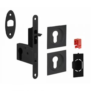 Serrure pour porte coulissante carré noire mat Trou de cylindre i