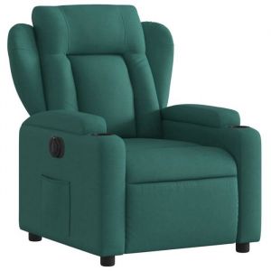 Décoshop26 Fauteuil relax tv fonction d'inclinaison électrique très confortable en tissu vert foncé DEC028596
