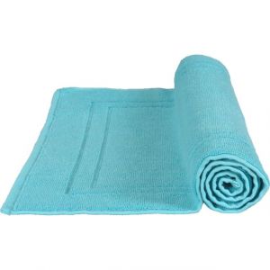 Image de Homemaison Tapis de bain 50 x 80 cm en Coton couleur Bleu turquoise - 50x80 cm