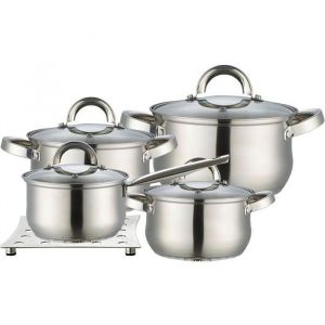 Batterie de Cuisine Induction Acier Inox 9 pcs, Couvercles + Dessous de Plat Maestro MR 2021 Plata 54623