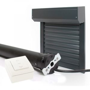 Avosdim Volet Roulant &Eacute;lectrique Filaire - L150 x H155 cm Alu Gris Anthracite - Recoupable - Commande Murale