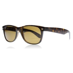 Image de Ray-Ban Ray Ban New wayfarer classic Unisex Sunglasses Verres: Marron Polarisés, Monture: Havane - RB2132 902/57 55-18