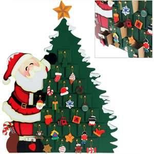 Deuba Calendrier de l'Avent P&egrave;re No&euml;l sapins &eacute;toile avec tiroirs &agrave; remplir