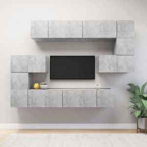 Image de VidaXL Ensemble de meuble TV 10 pcs Gris béton Aggloméré