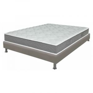 Image de Ebac Literie | Ensemble tapissier Storm Omega simili taupe 120x190