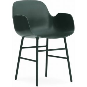 Normann Copenhagen Fauteuil FORM ARMCHAIR avec piètement en acier verni (Vert - polypropylène et acier)