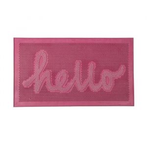 Fisura Paillasson en Caoutchouc Original Hello. Paillasson pour entr&eacute;e Rose et Blanc. Paillasson Interieur avec Pointes. Paillasson en Caoutchouc avec Message. Paillasson 70 x 40 centim&egrave;tres.