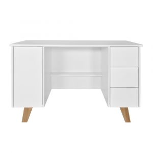 Bureau 3 tiroirs 1 porte Novelies Zara Blanc