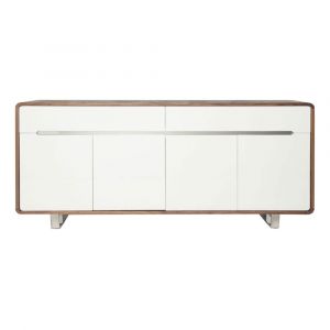 Image de La Maison du Canapé Buffet bois/laqué MIA - Noyer/Blanc Bois Foncé